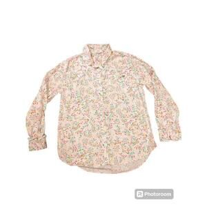 Women's Crown & Ivy Floral Button Down Shirt - Size S - White/Pink